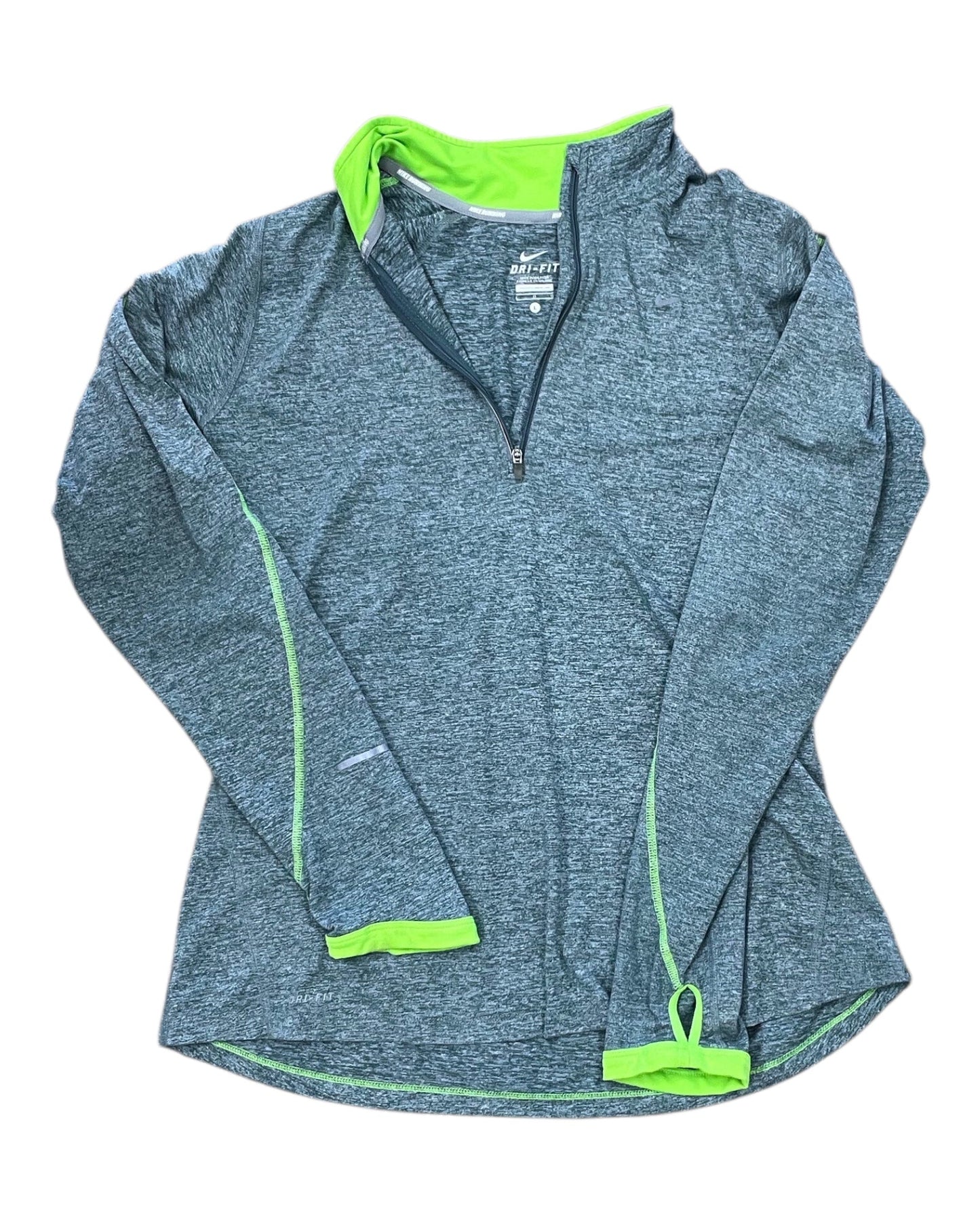 Athletic Top Ls Crewneck By Nike In Green, Size:L