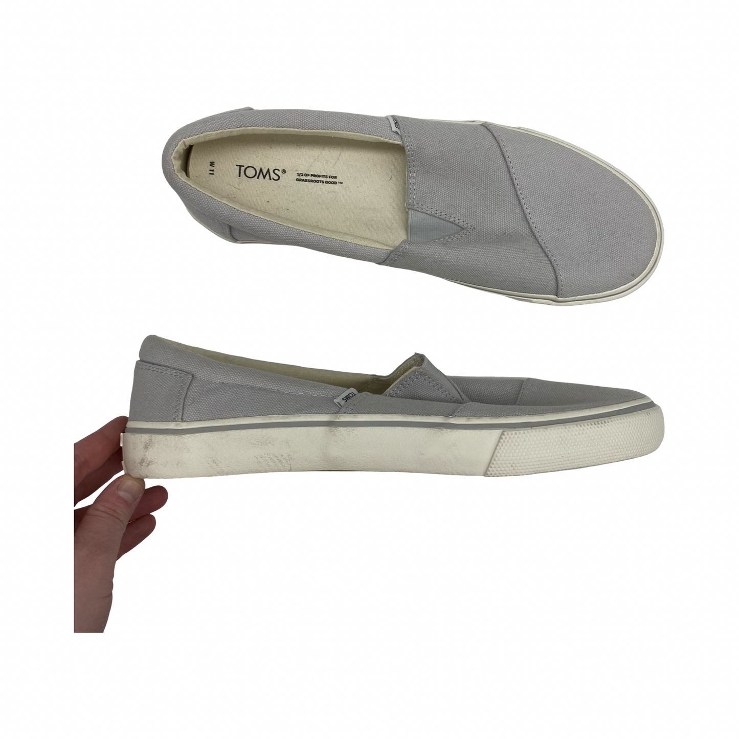 Shoes Flats By Toms In Grey, Size:11