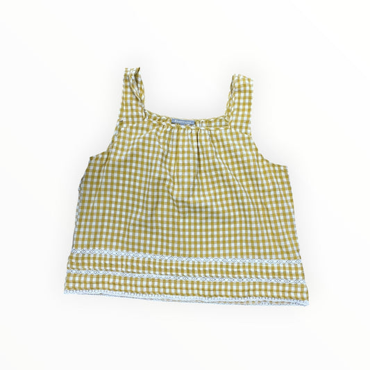 Top Sleeveless By Daniel Rainn In Cream & Yellow, Size:1X