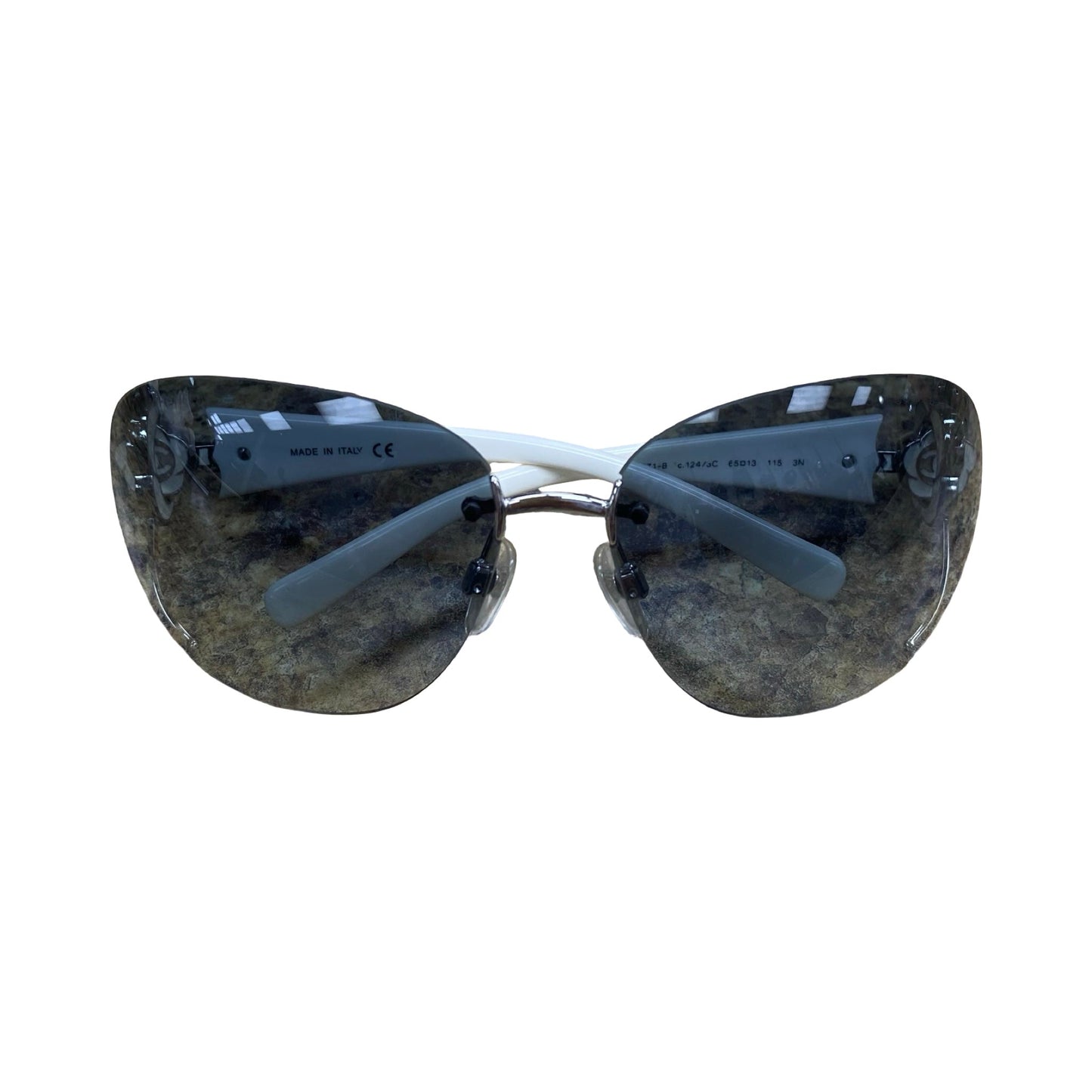 Sunglasses Luxury Designer By Chanel In Silver & White, Size: