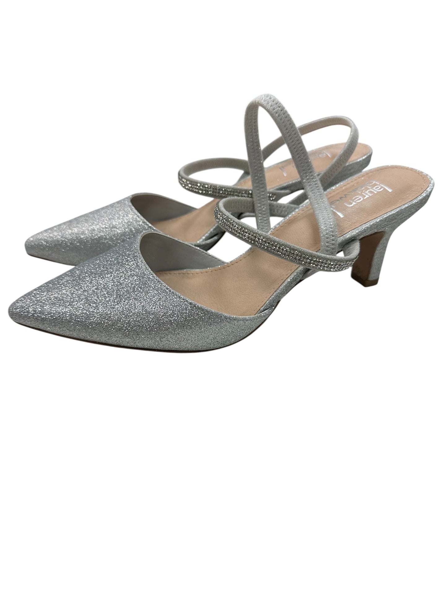 Shoes Heels Kitten By Clothes Mentor In Silver, Size:9
