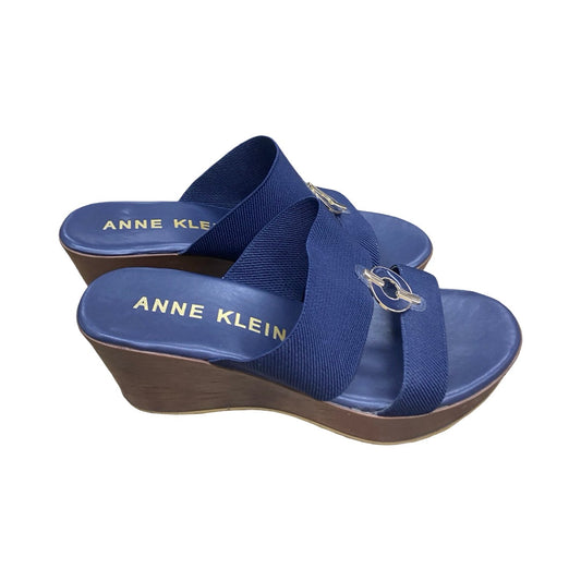 Sandals Heels Wedge By Anne Klein In Navy, Size:9