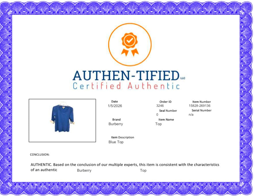 Top Long Sleeve Luxury Designer By Burberry In Blue, Size: L