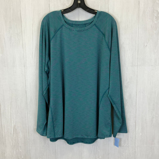 Turquoise Athletic Top Long Sleeve Crewneck Tek Gear, Size 2x