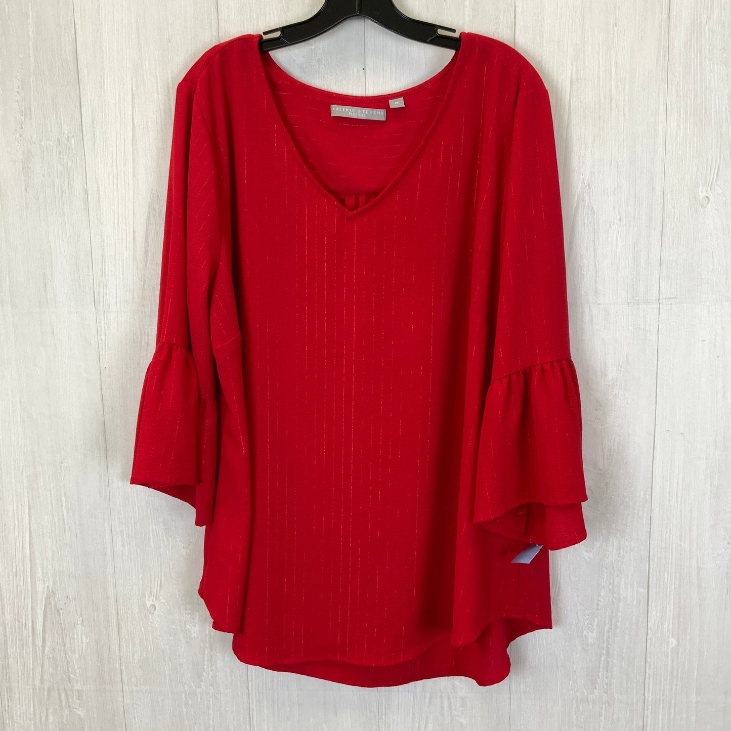 Red Top 3/4 Sleeve Valerie Stevens, Size 2x