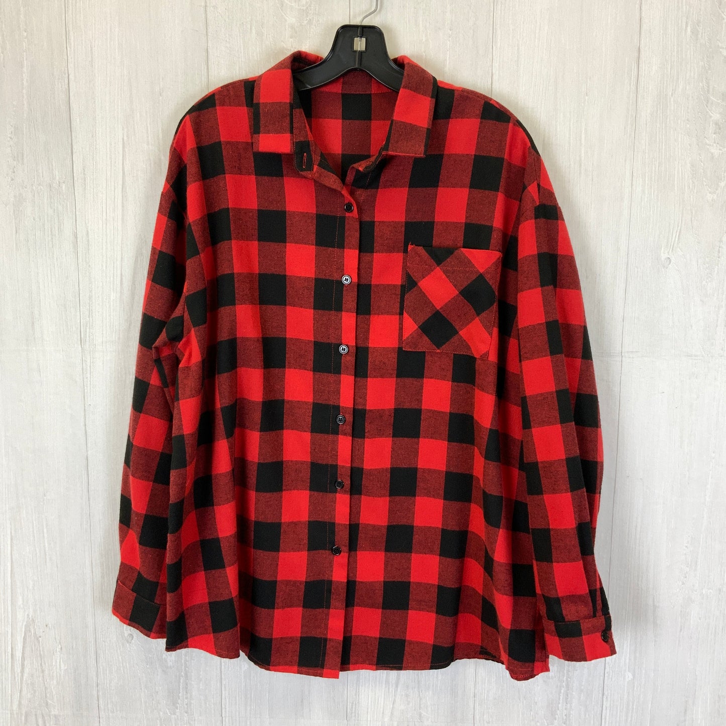 Blouse Long Sleeve By Clothes Mentor In Red Black, Size: Xl