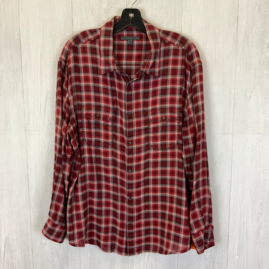 Blouse Long Sleeve By Clothes Mentor In Red Plaid, Size: Xl