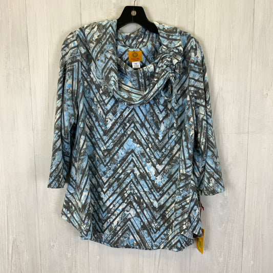 Top 3/4 Sleeve By Ruby Rd In Blue & Grey, Size: Petite   Xl