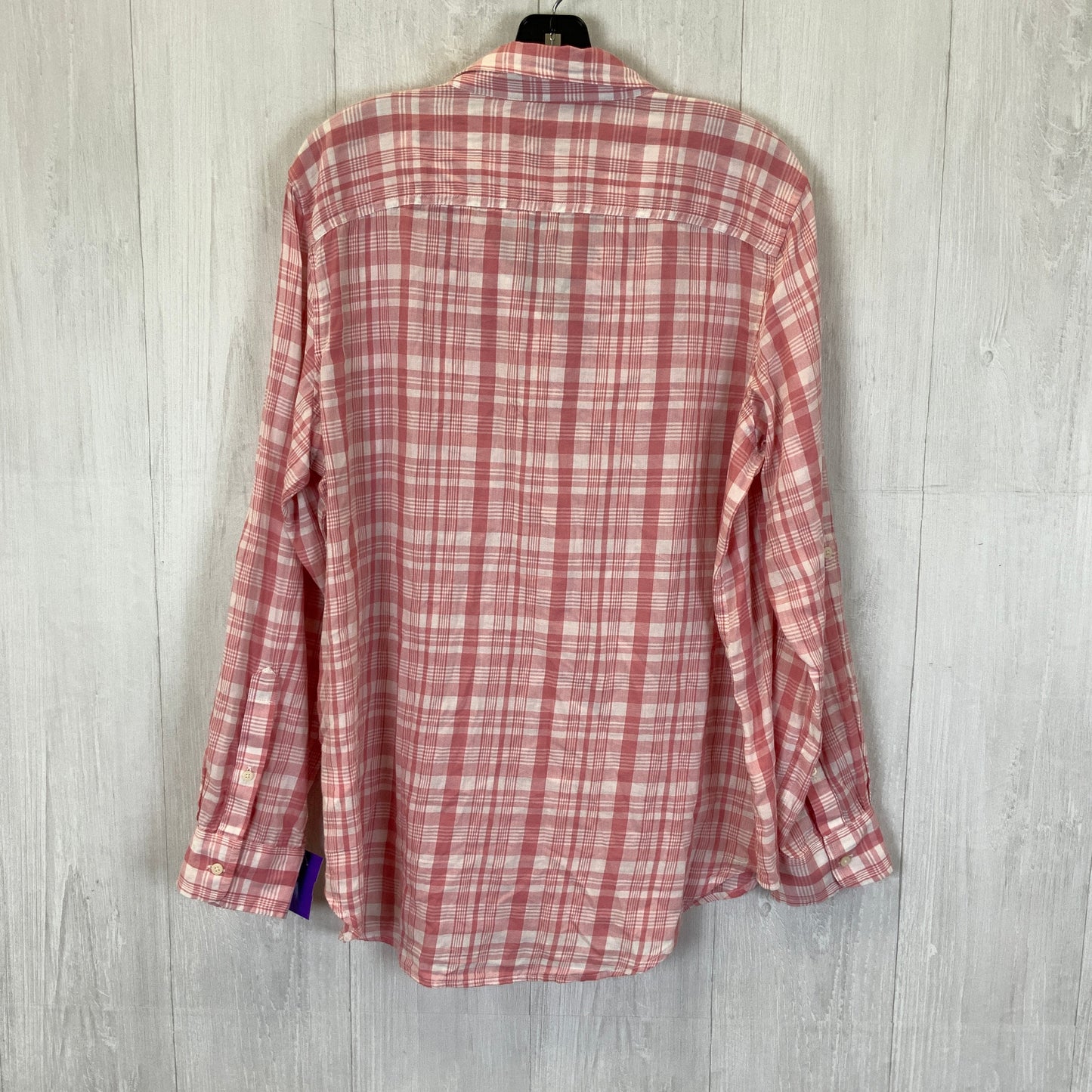 Blouse Long Sleeve By Lauren By Ralph Lauren In Pink & White, Size: Xl