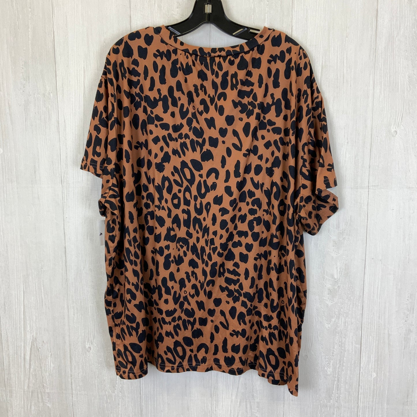 Black & Brown Top Short Sleeve Basic Clothes Mentor, Size 4x