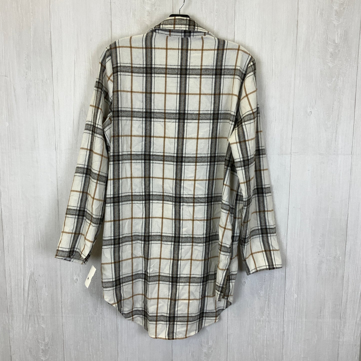 Blouse Long Sleeve By Shein In Plaid Pattern, Size: L