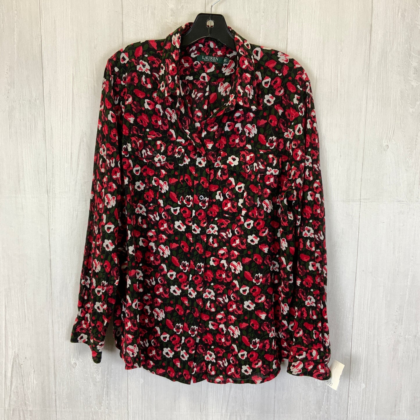 Blouse Long Sleeve By Lauren By Ralph Lauren In Black & Red, Size: Xl