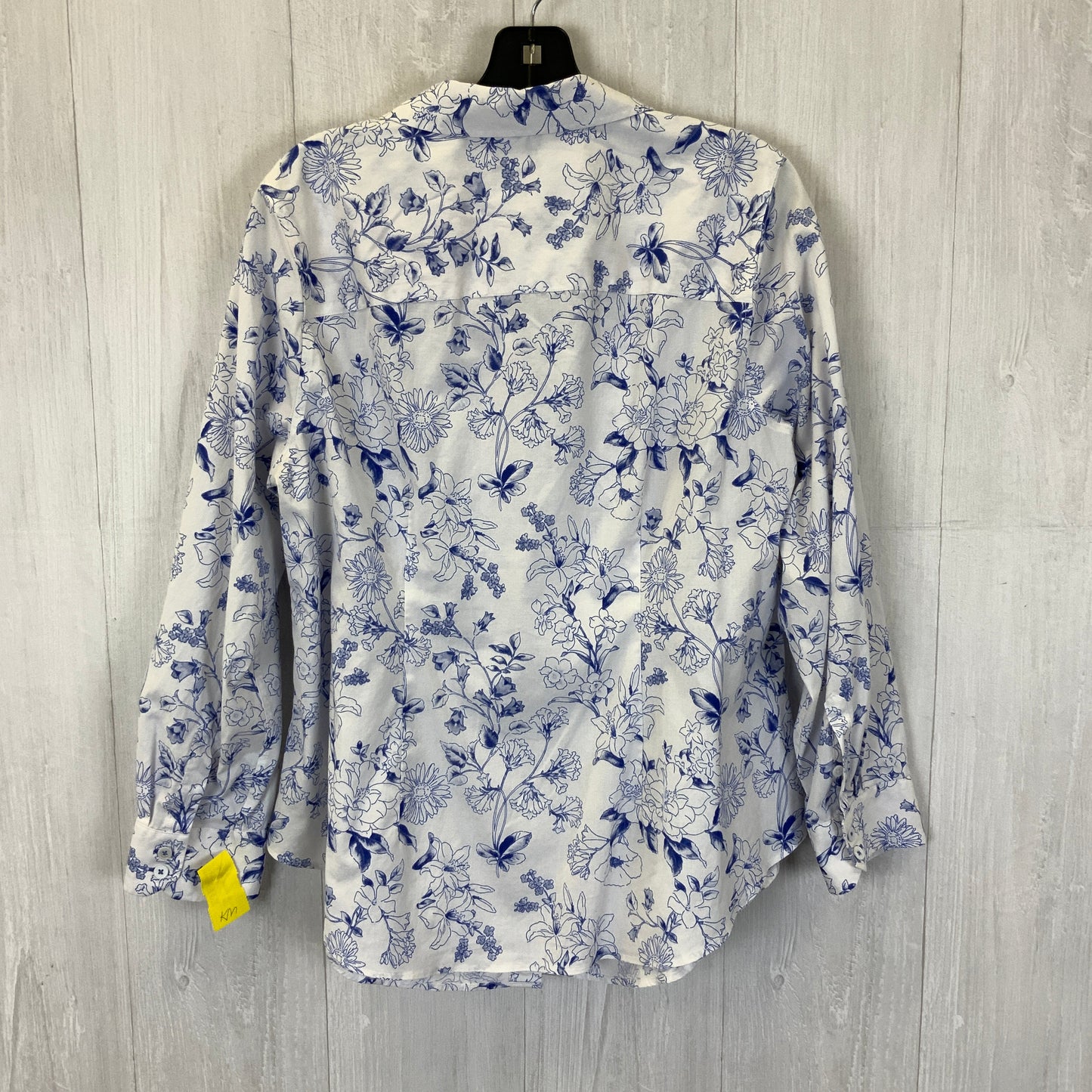 Blouse Long Sleeve By Talbots In Blue & White, Size: Xl