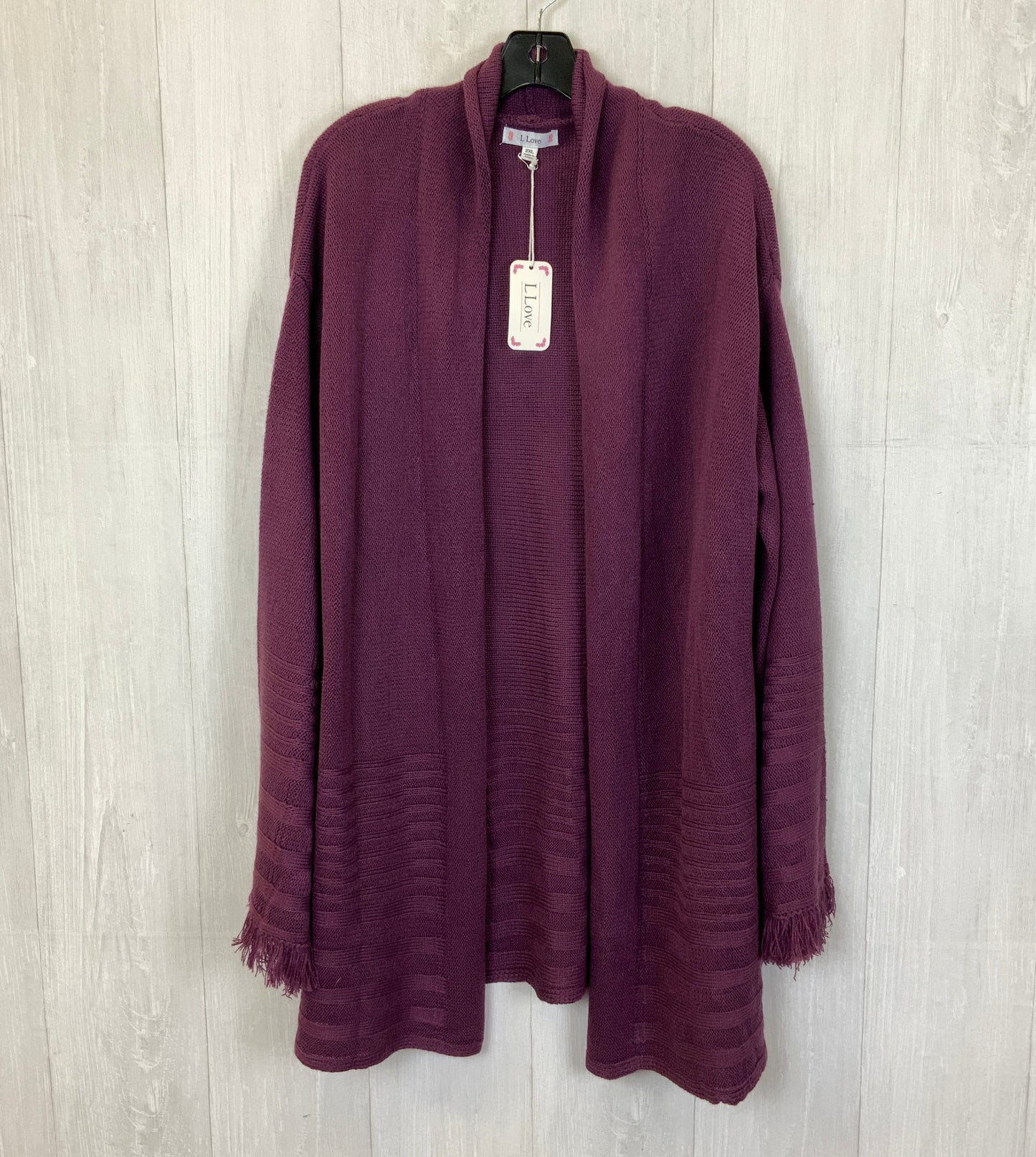 Sweater Cardigan By L Love In Purple, Size: 2x