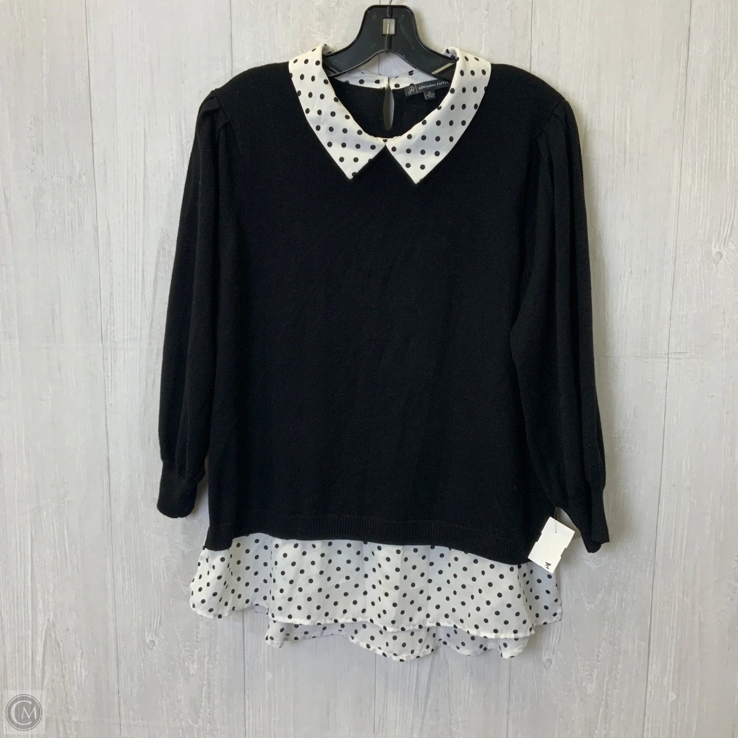 Top Long Sleeve By Adrianna Papell In Black & White, Size: Xl