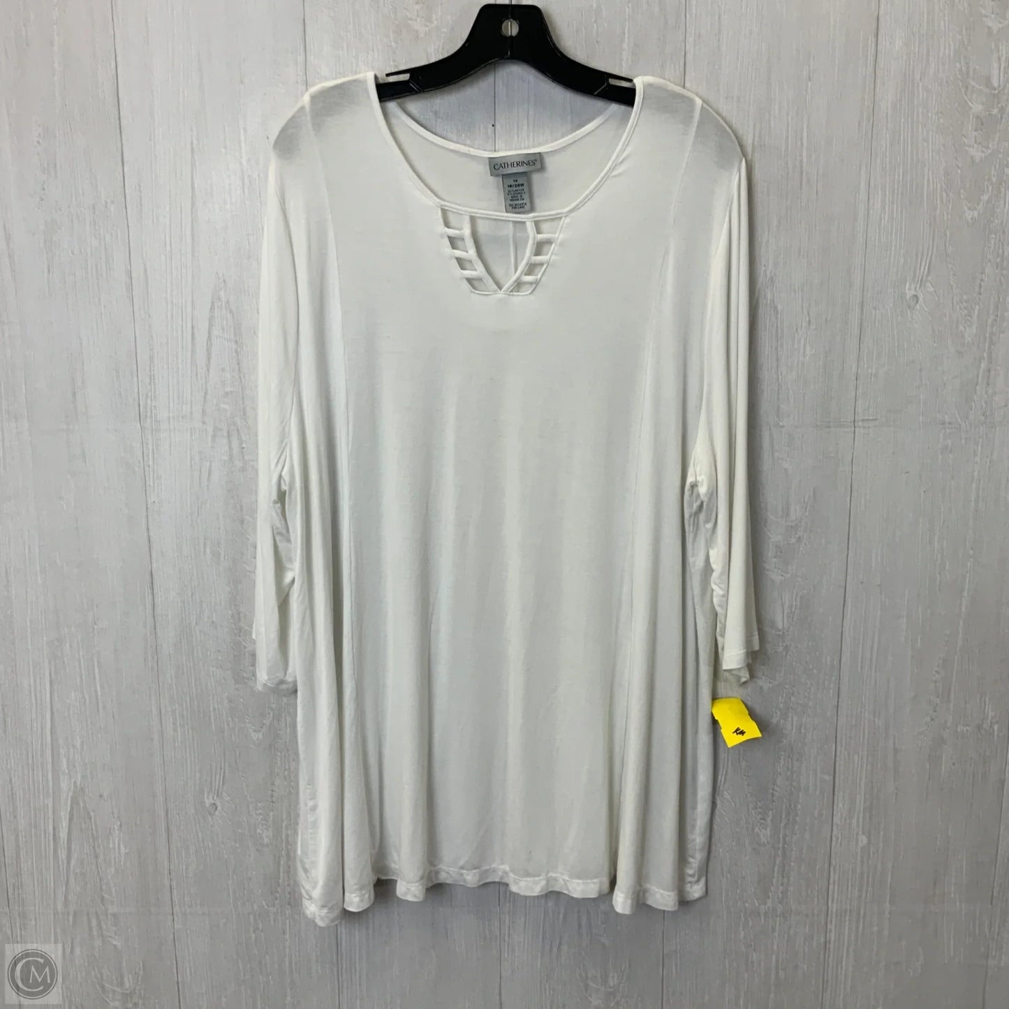 Top 3/4 Sleeve By Catherines In White, Size: 2x