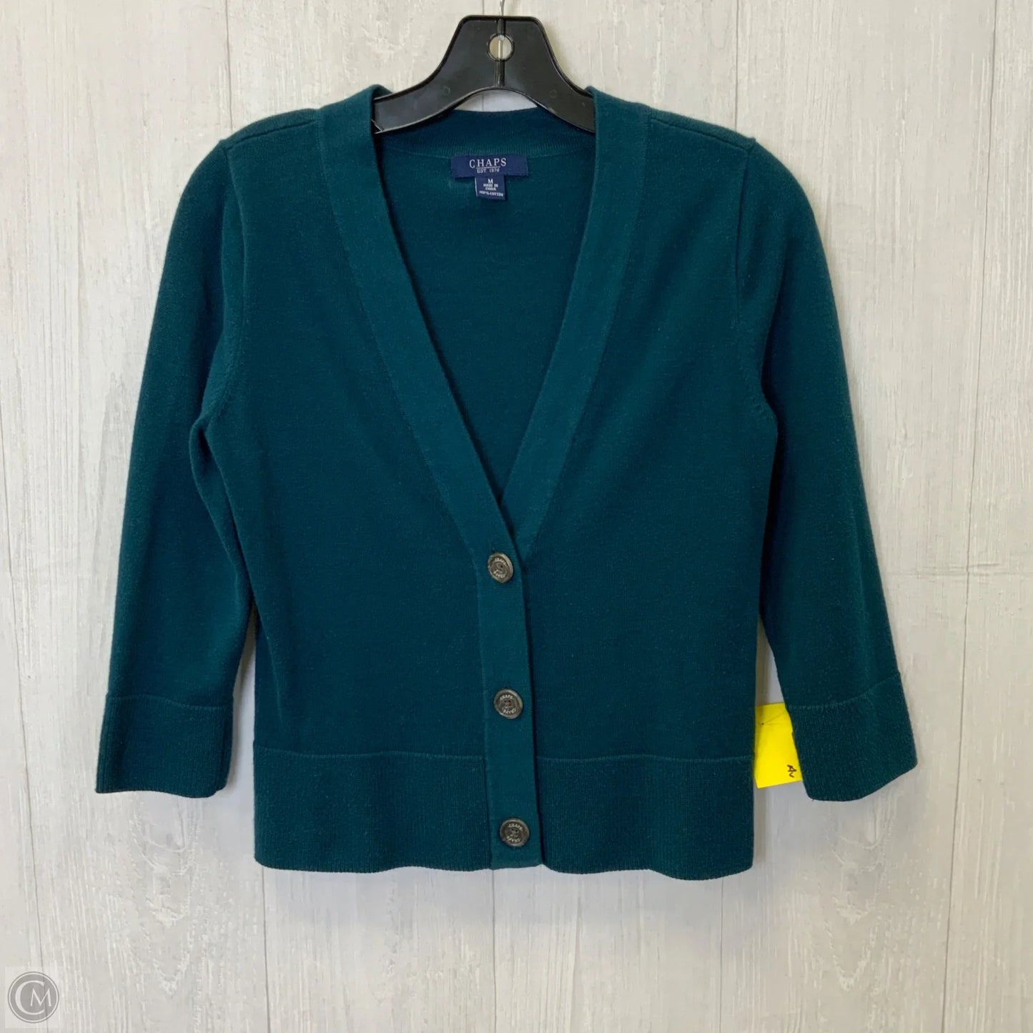 Cardigan By Chaps In Teal, Size: M