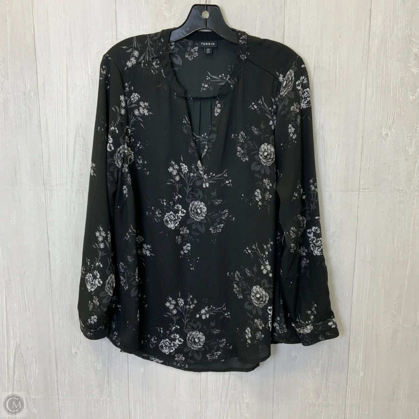 Blouse Long Sleeve By Torrid In Black, Size: L