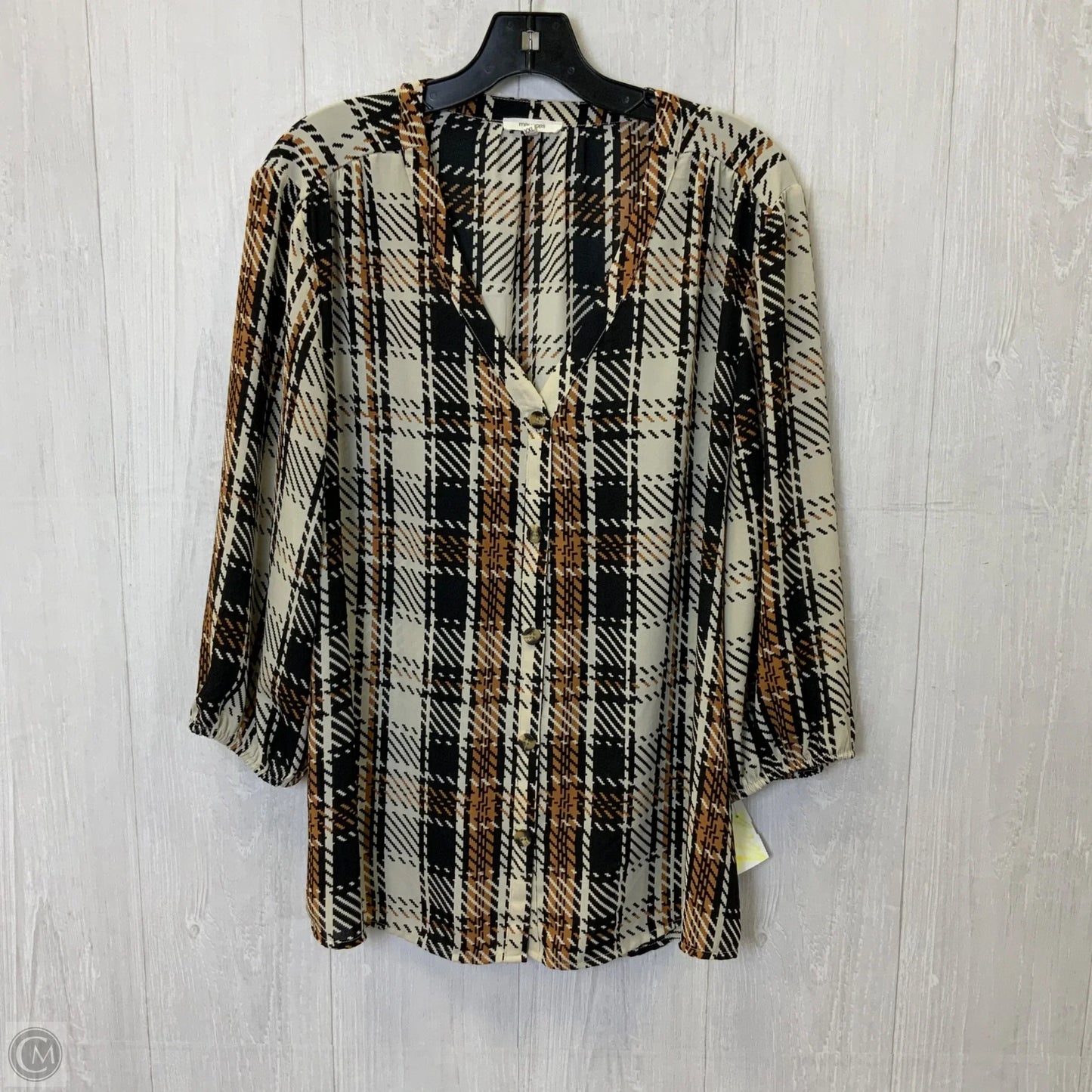 Blouse 3/4 Sleeve By Maurices In Black & Tan, Size: Xxl