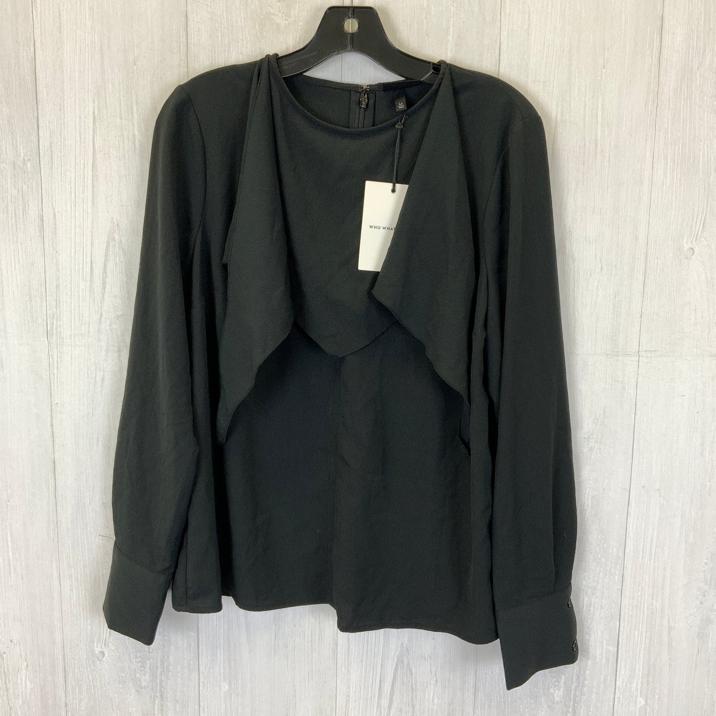 Top Long Sleeve By Who What Wear In Black, Size: M