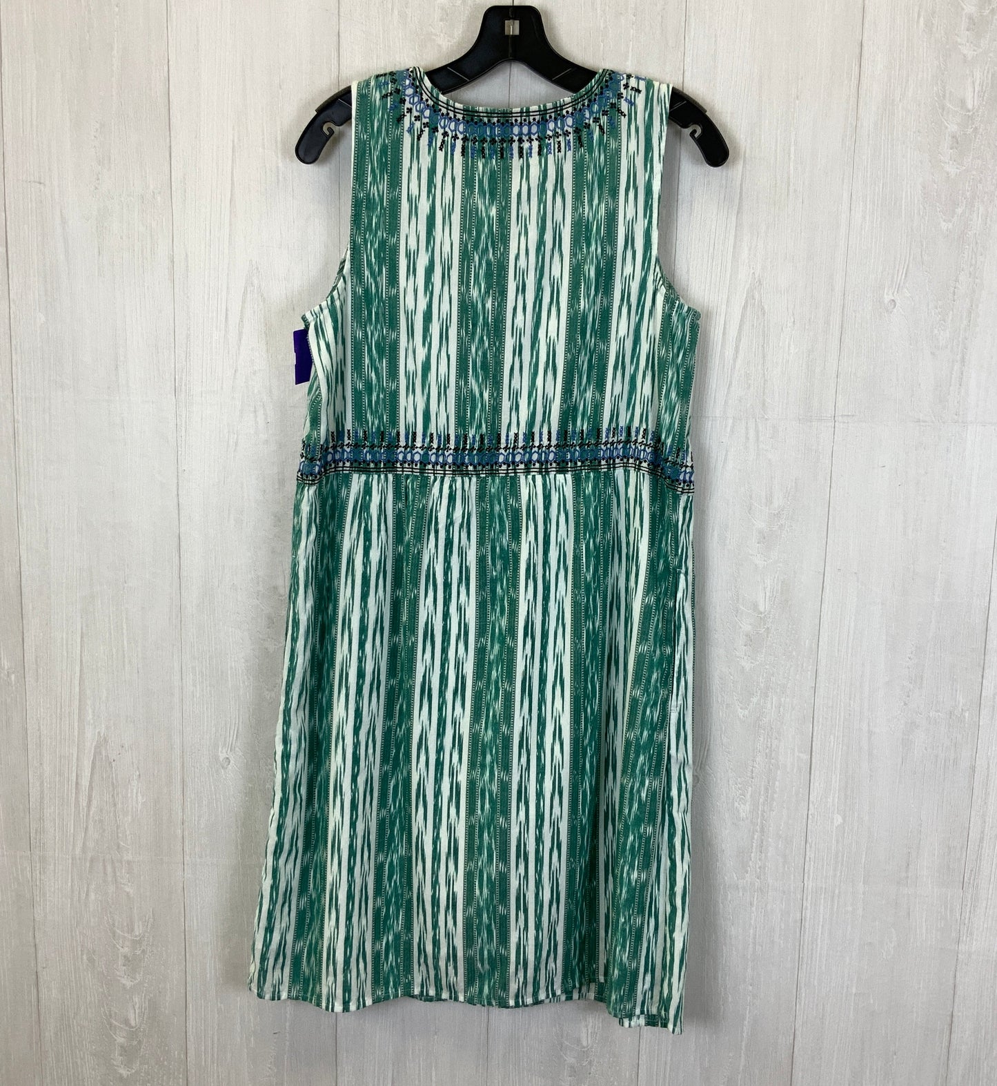 Green & White Dress Casual Midi J. Jill, Size S