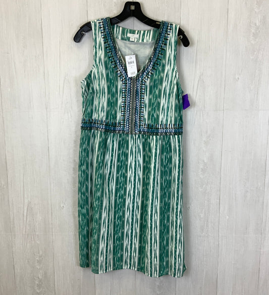 Green & White Dress Casual Midi J. Jill, Size S