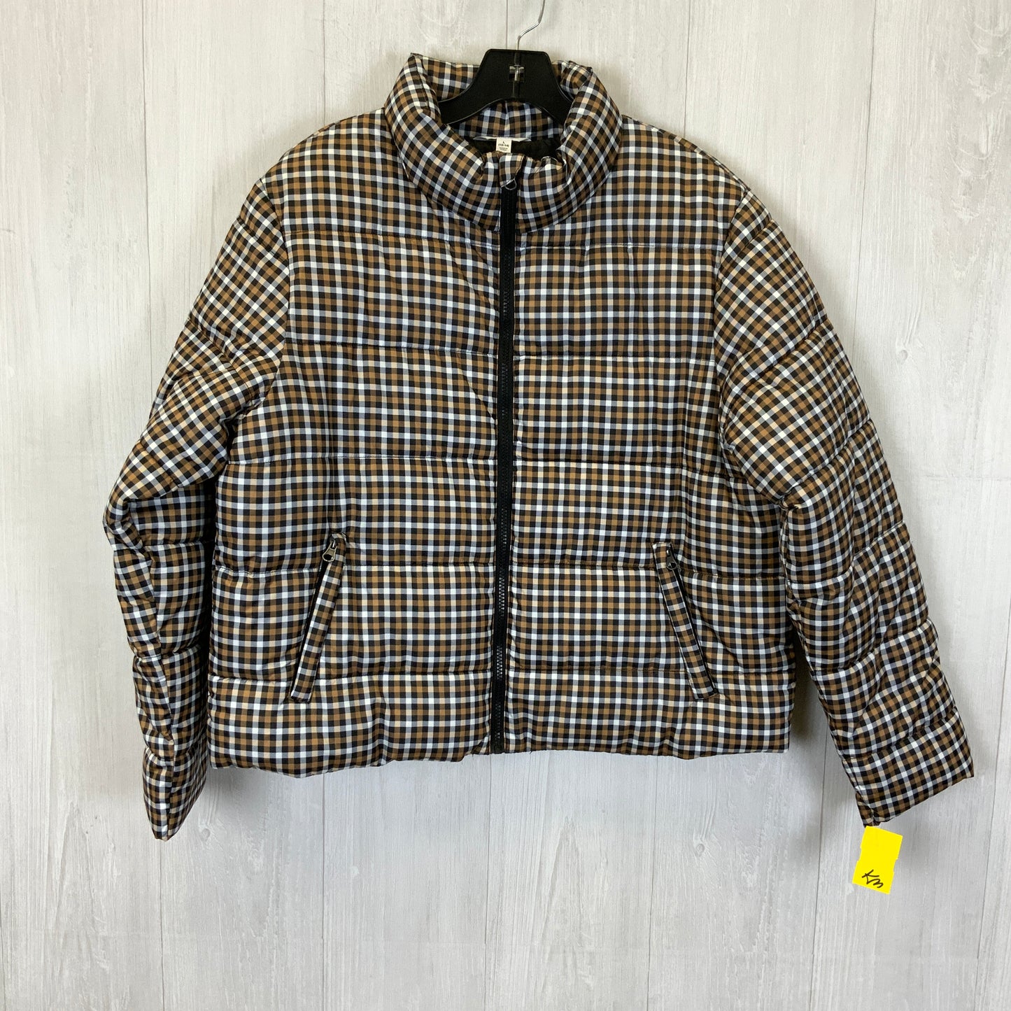 Coat Puffer & Quilted By Time And Tru In Plaid Pattern, Size: L