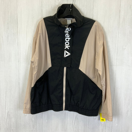 Jacket Windbreaker By Reebok In Black & Cream, Size: L