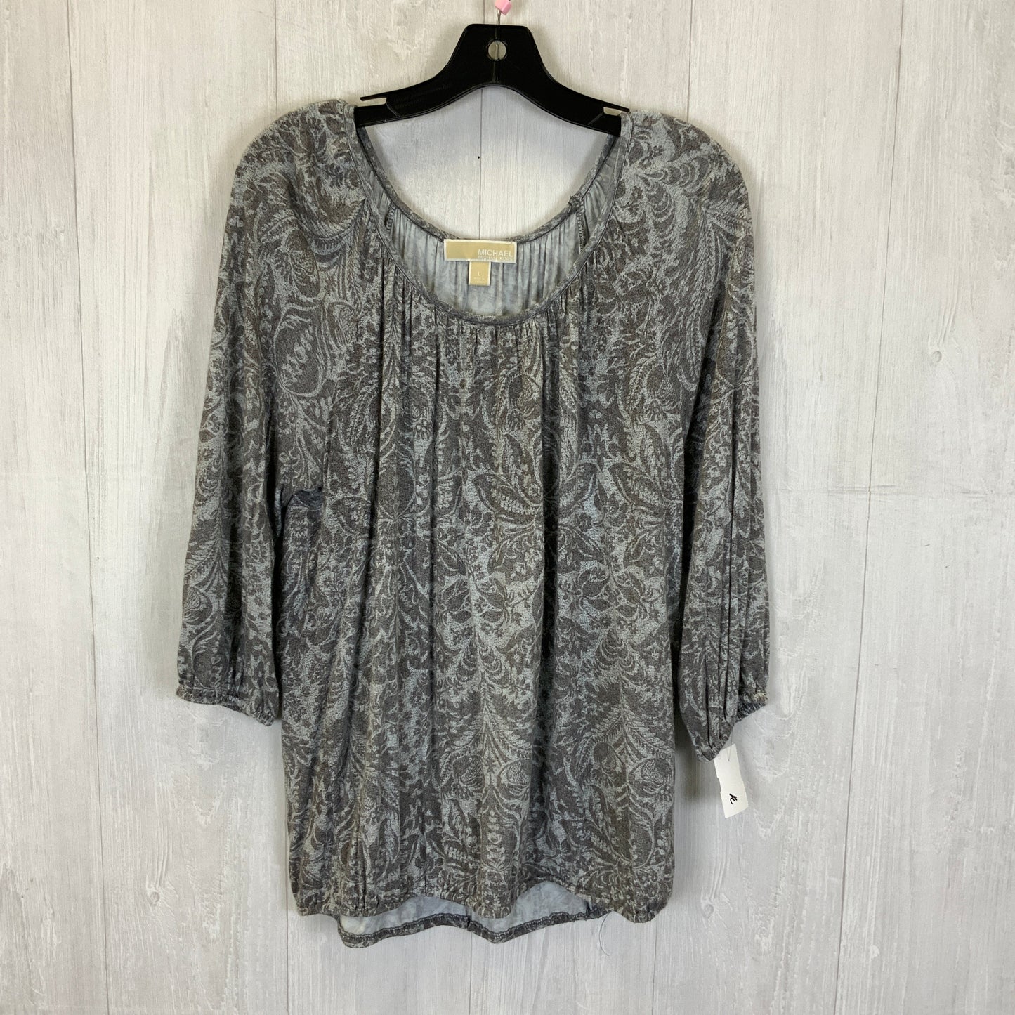 Top 3/4 Sleeve By Michael By Michael Kors In Grey, Size: L