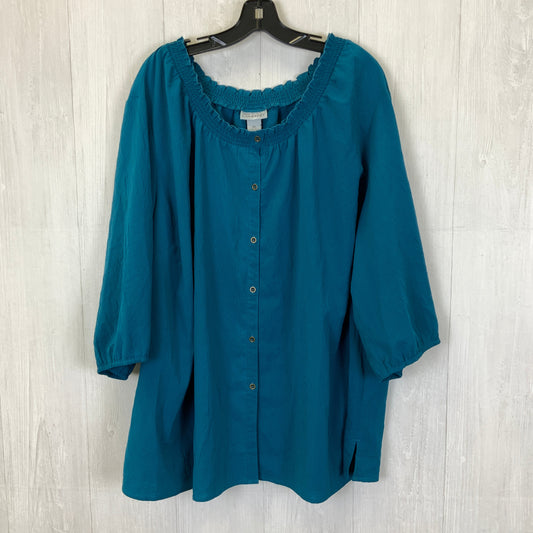 Teal Blouse 3/4 Sleeve Catherines, Size 4x