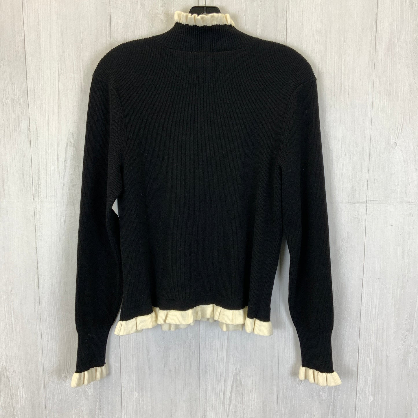 Top Long Sleeve By Cabi In Black & Cream, Size: M