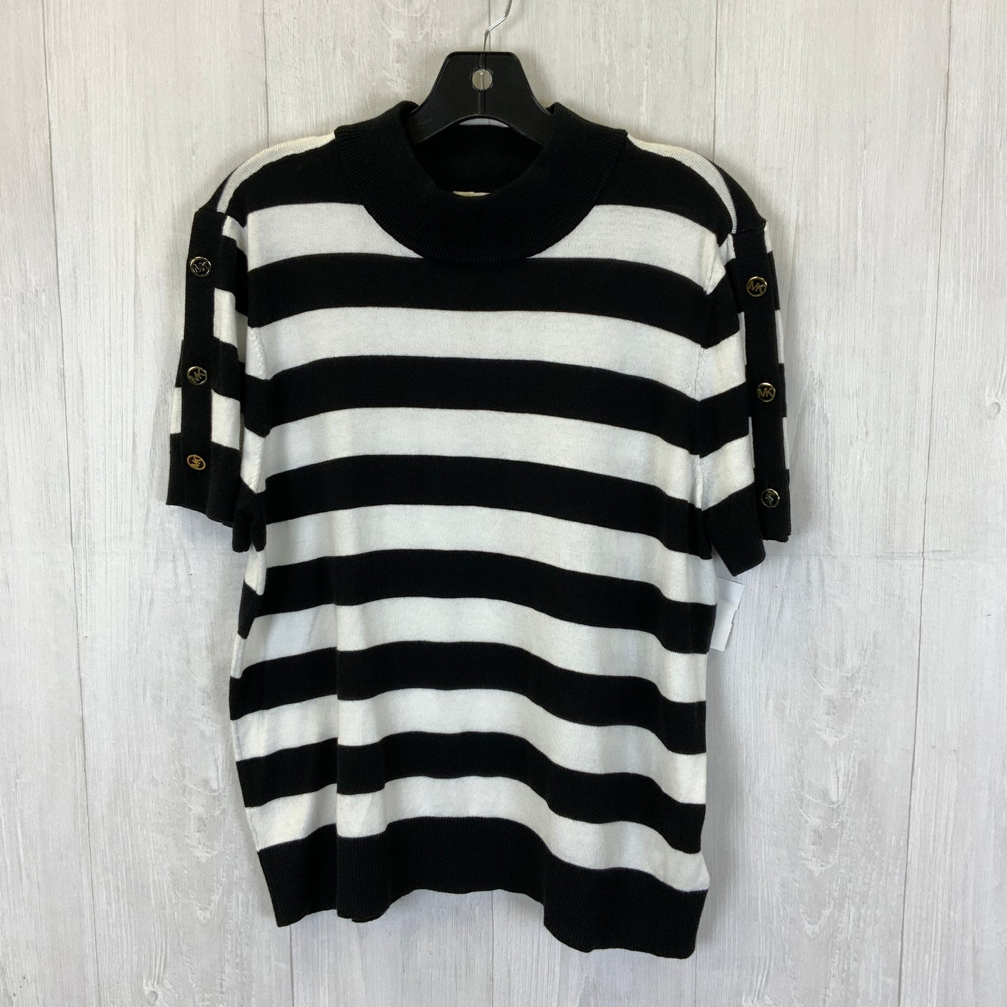 Top Short Sleeve By Michael By Michael Kors In Black & White, Size: Xl