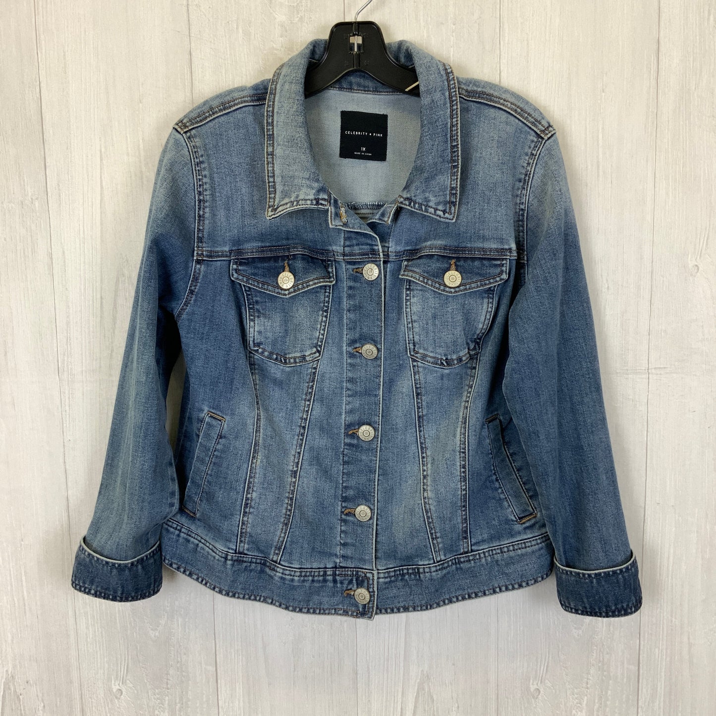 Jacket Denim By Celebrity Pink In Blue Denim, Size: 1x