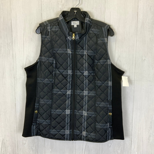 Vest Puffer & Quilted By Kim Rogers In Black & Grey, Size: L