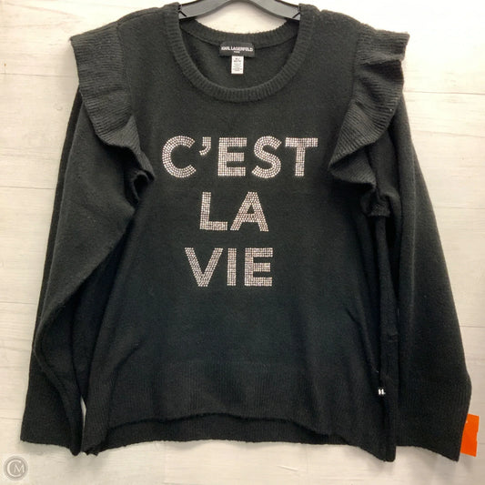 Top Long Sleeve Designer By Karl Lagerfeld In Black, Size: Xl