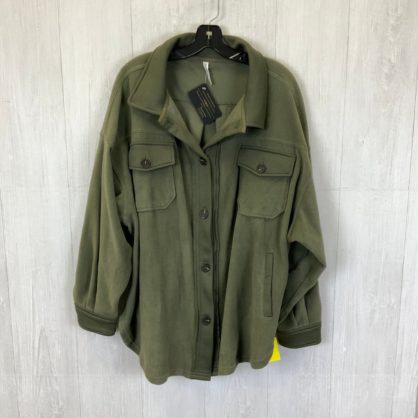 Jacket Fleece By Zenana Outfitters In Green, Size: 3x