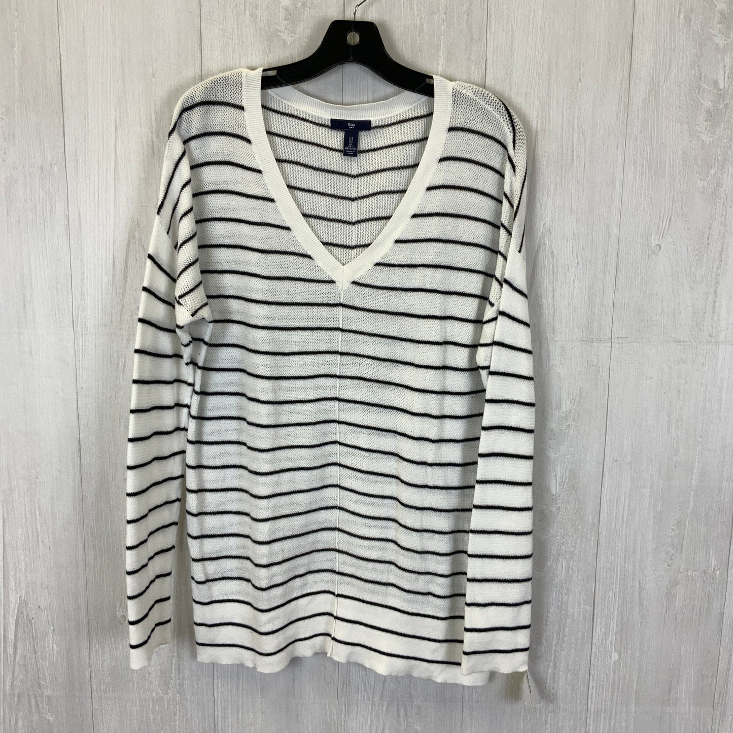 Top Long Sleeve By Gap In Black & White, Size: L