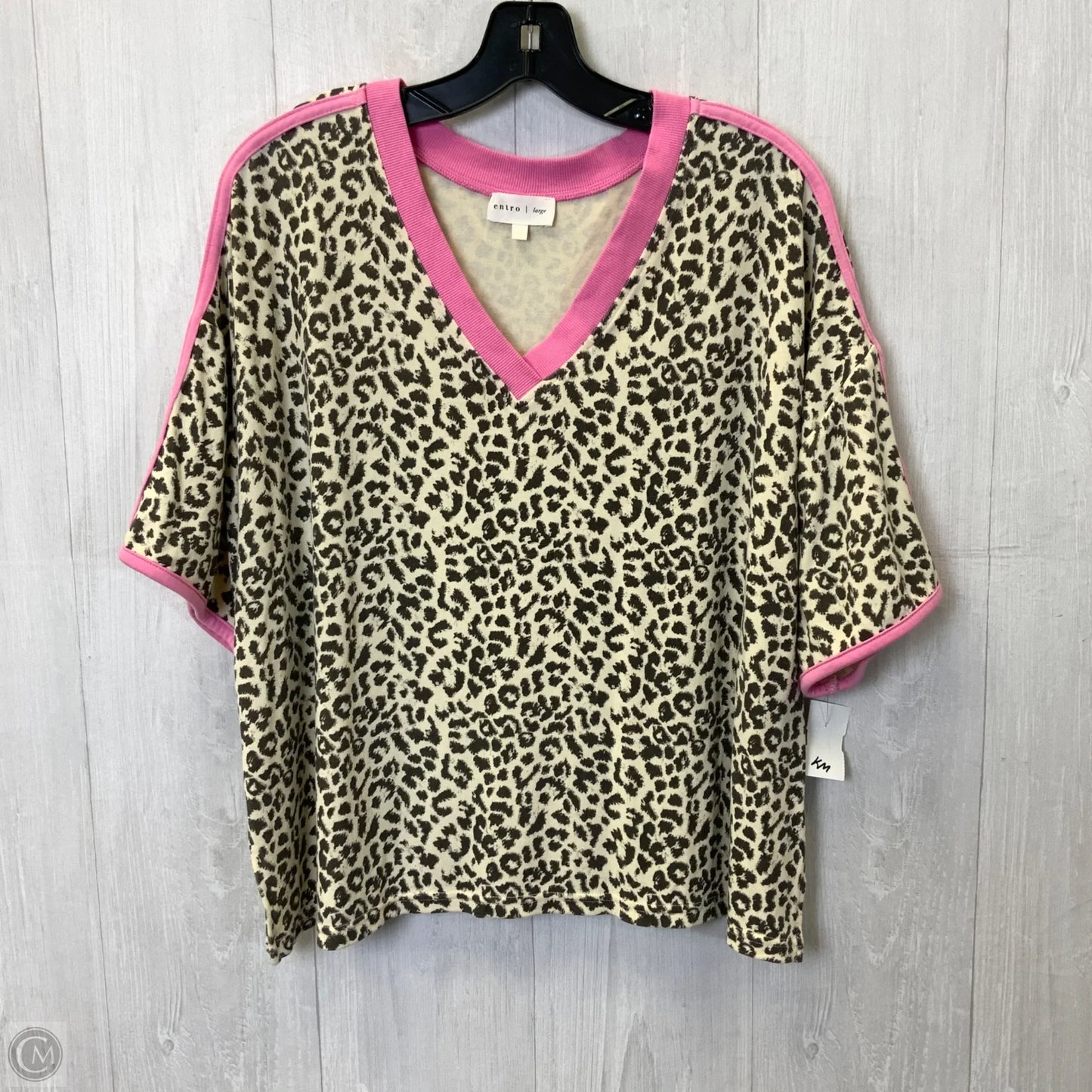 Top Short Sleeve By Entro In Leopard Print, Size: L