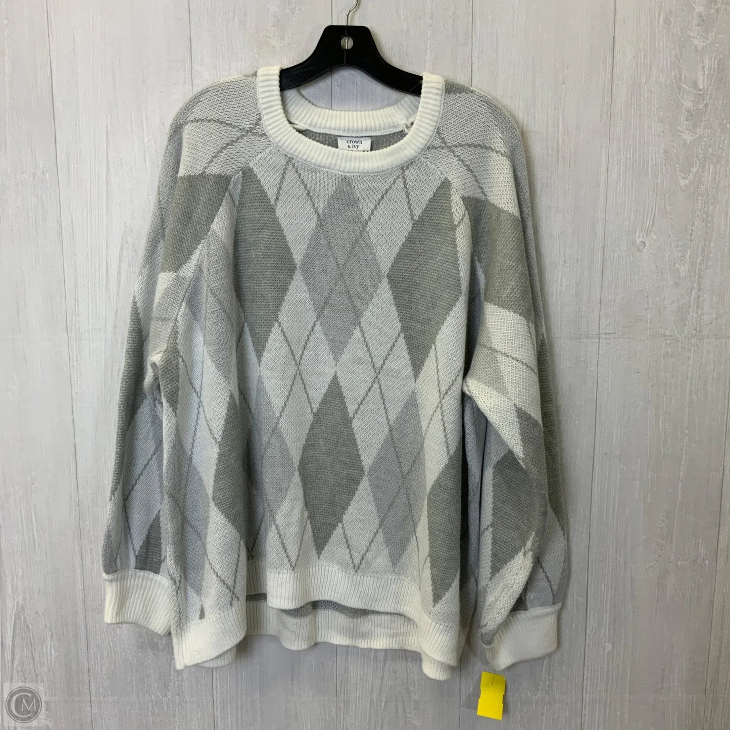 Sweater By Crown And Ivy In Grey & White, Size: 3x