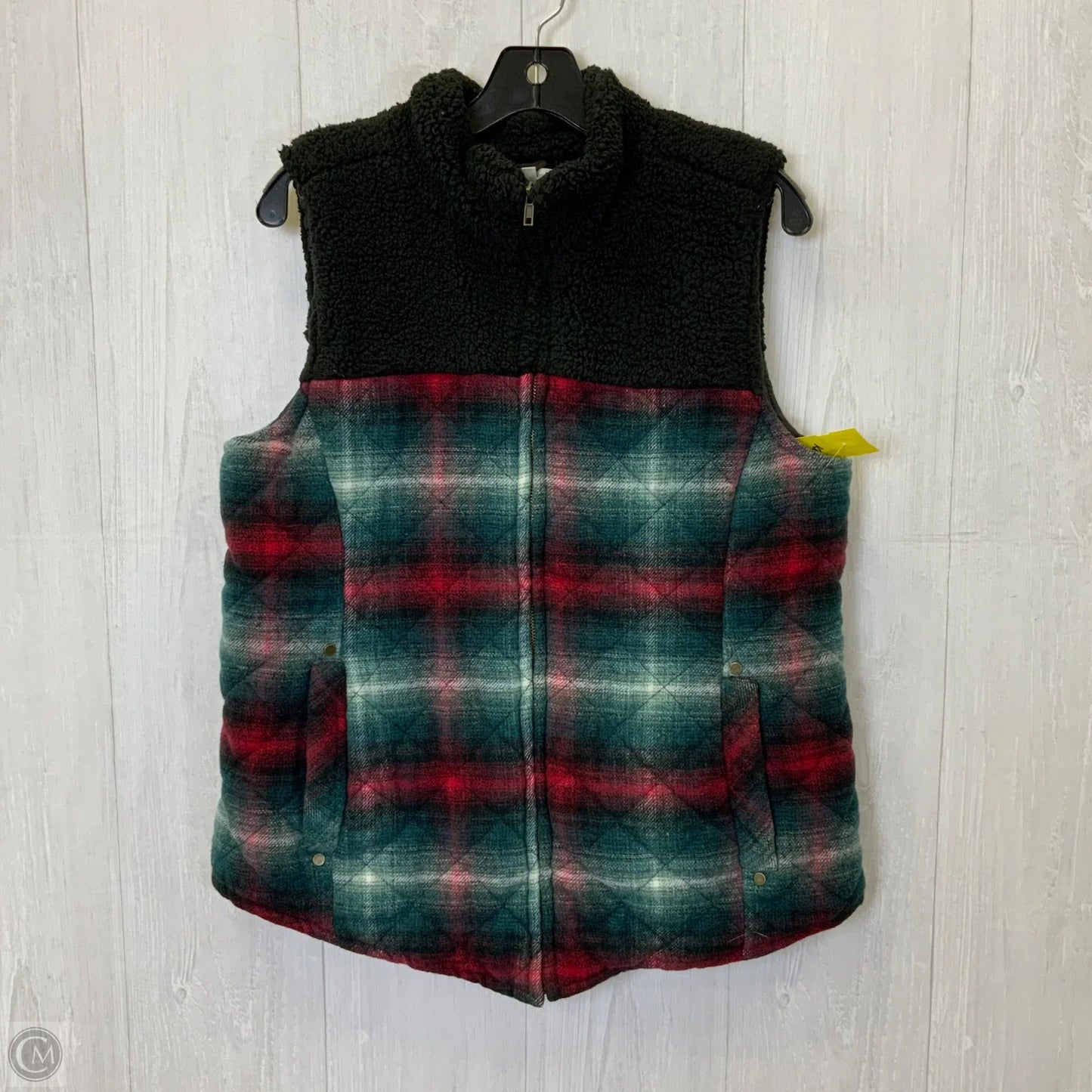 Vest Faux Fur & Sherpa By Maurices In Plaid Pattern, Size: L