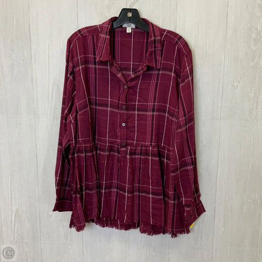 Top Long Sleeve By True Craft In Plaid Pattern, Size: 2x