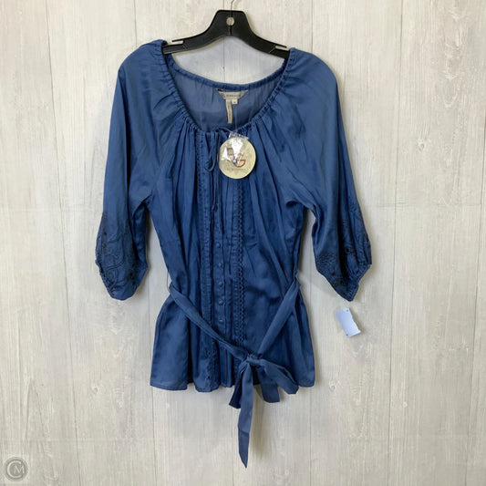 Blouse Long Sleeve By Bcbgeneration In Blue, Size: M