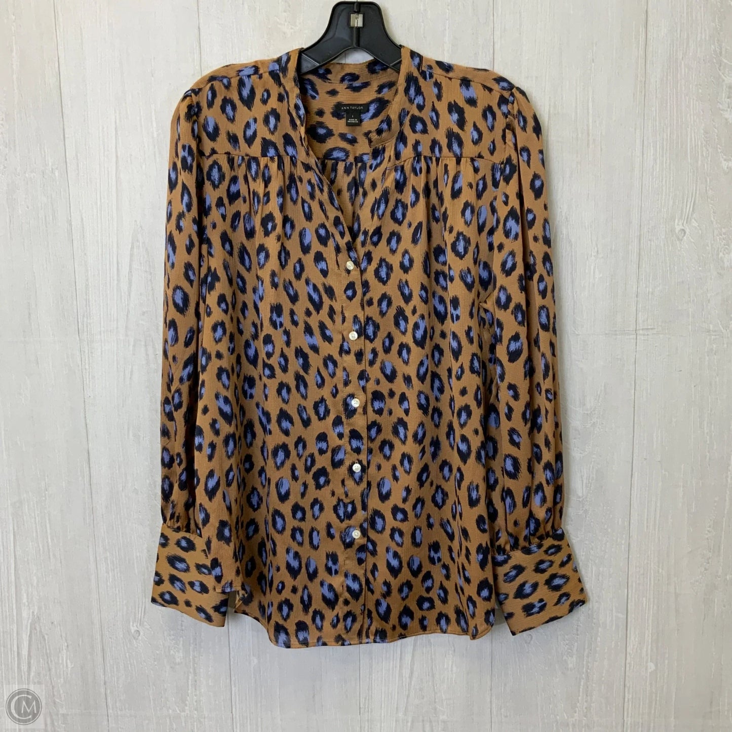 Blouse Long Sleeve By Ann Taylor In Leopard Print, Size: L