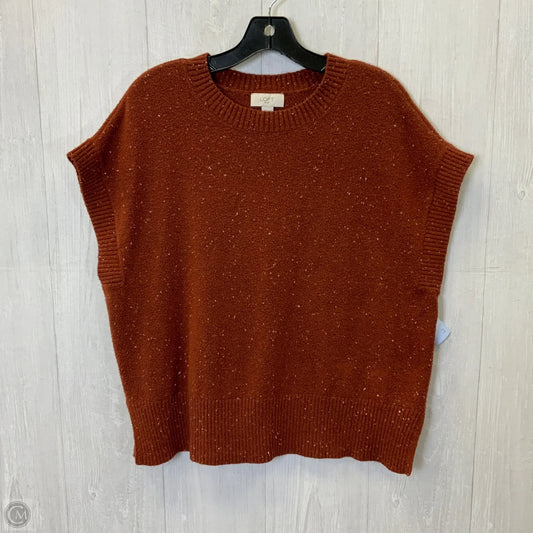 Sweater Short Sleeve By Loft In Brown, Size: Xl