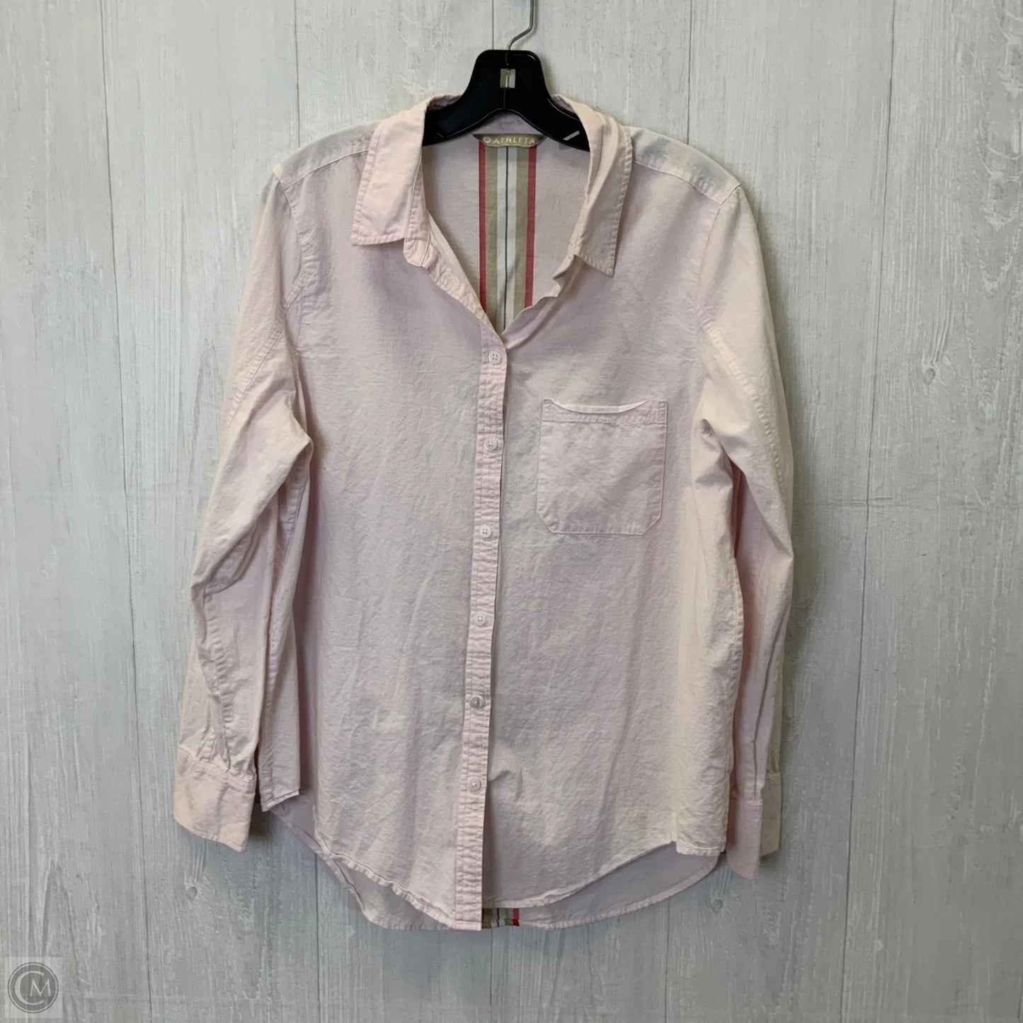 Blouse Long Sleeve By Athleta In Pink, Size: L