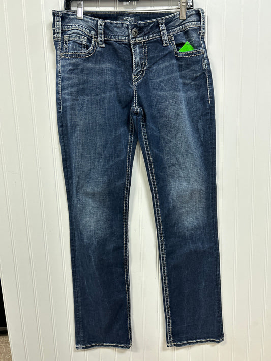 Jeans Boot Cut By Silver In Blue Denim, Size:10