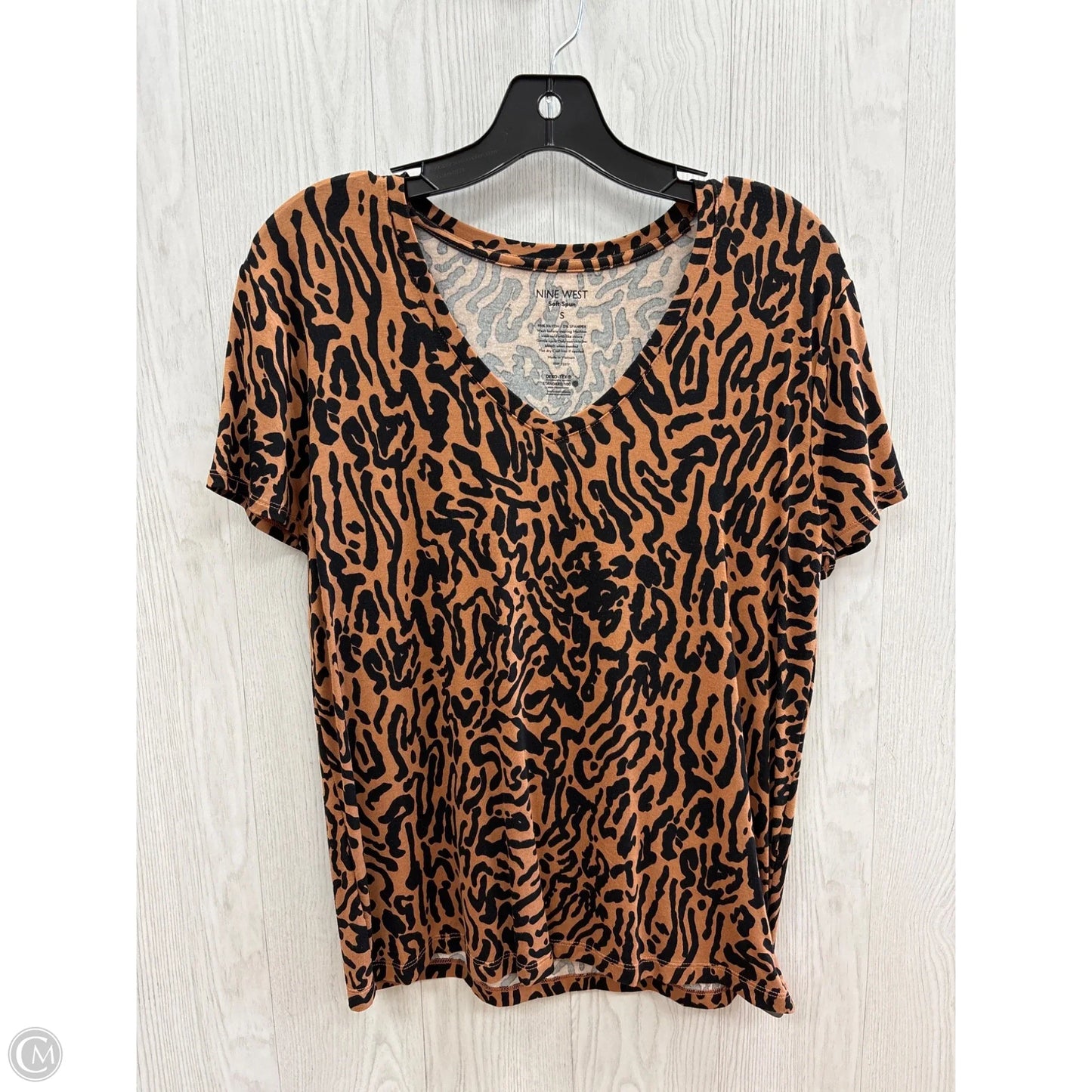 Top Short Sleeve By Nine West In Animal Print, Size: S