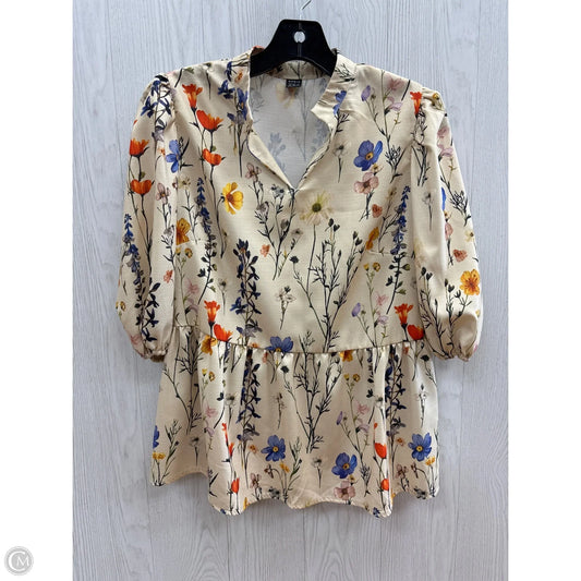 Top Short Sleeve By Shein In Floral Print, Size: S