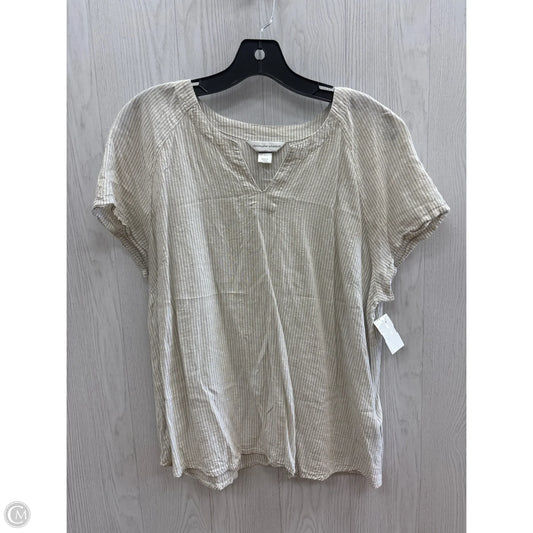 Top Short Sleeve By Cj Banks In Tan, Size: L
