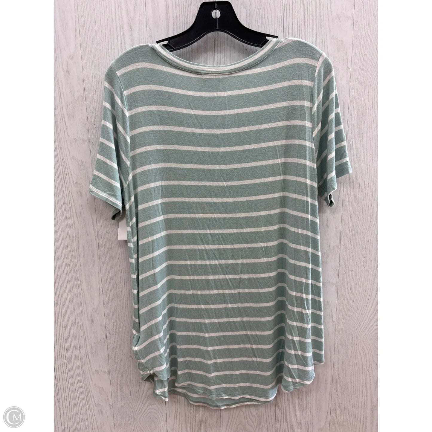 Top Short Sleeve Basic By Zenana Outfitters In Striped Pattern, Size: L